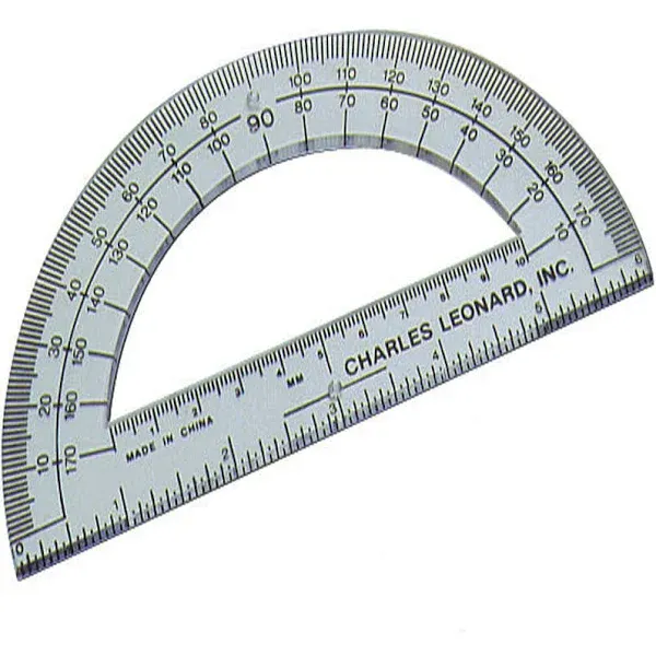 CLI LEO77106 6 in. Plastic Open Center Protractor, Clear