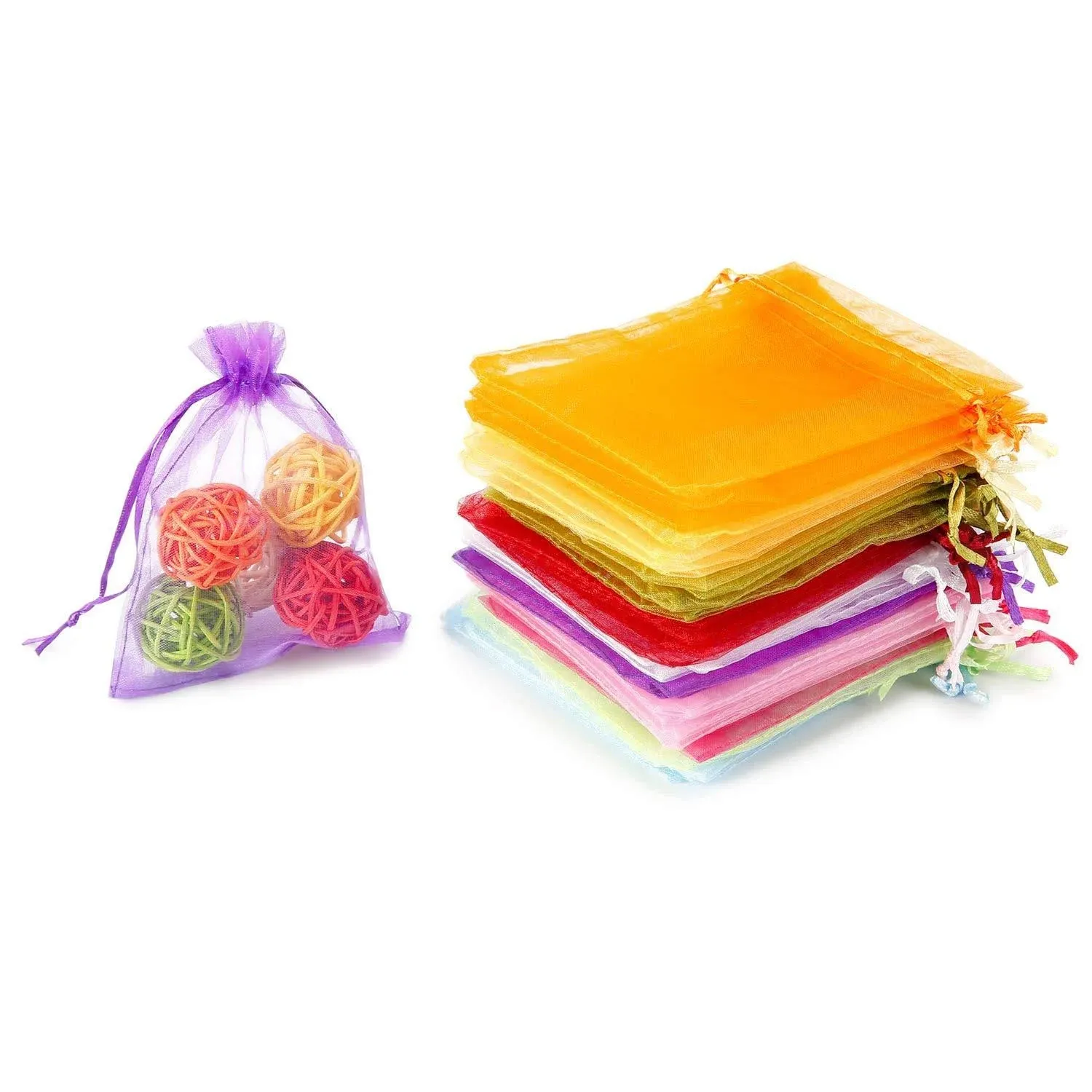 WenTao 100pcs Organza Gift Bags, 4x4.72" Mixed Color Wedding Favor Bags with ...