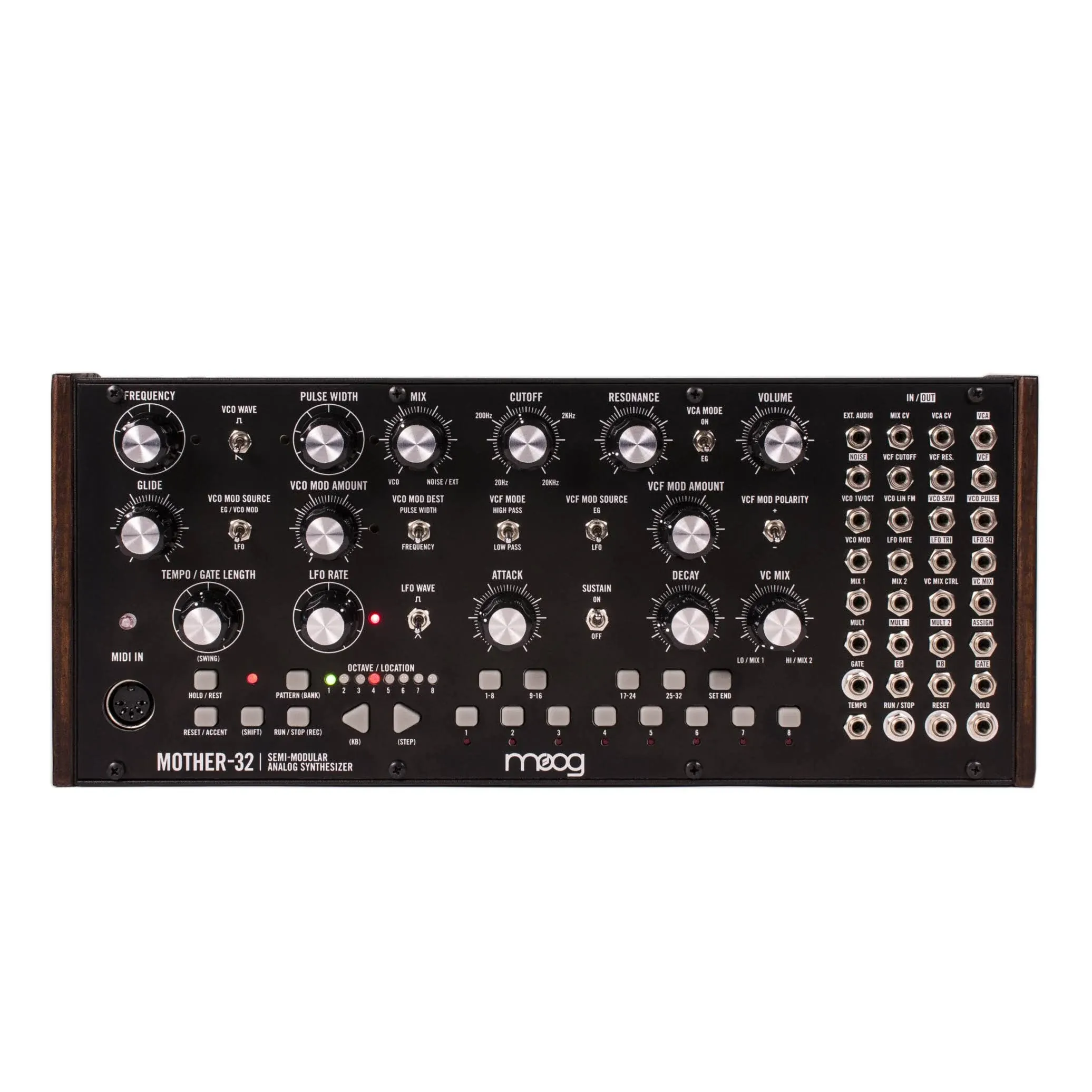 MOOG Mother-32 Semi-Modular Eurorack Analog Synthesizer with 32-Step Sequencer, VC Oscillator and Ladder Filter, MIDI In, Extended Patchbay, CV Jack