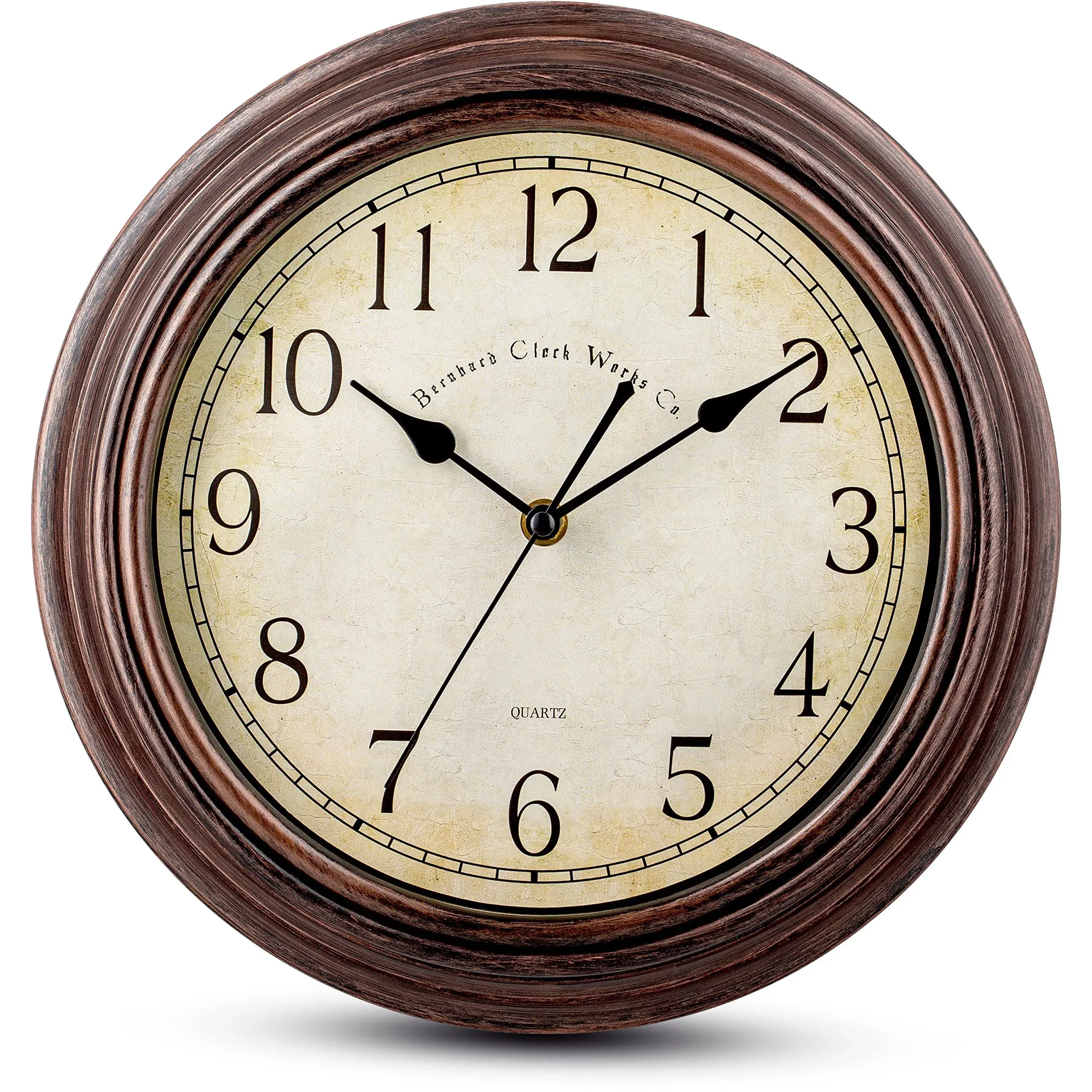 Bernhard Products Vintage Wall Clock Silent Non Ticking 12 Inch Quality Quartz Battery Operated Decorative