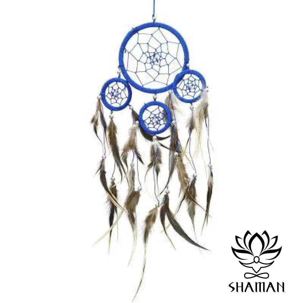 Dreamcatcher ~ Blue Dreamcatcher with Feathers ~ Approx 3.5 Diameter 1 Foot Long