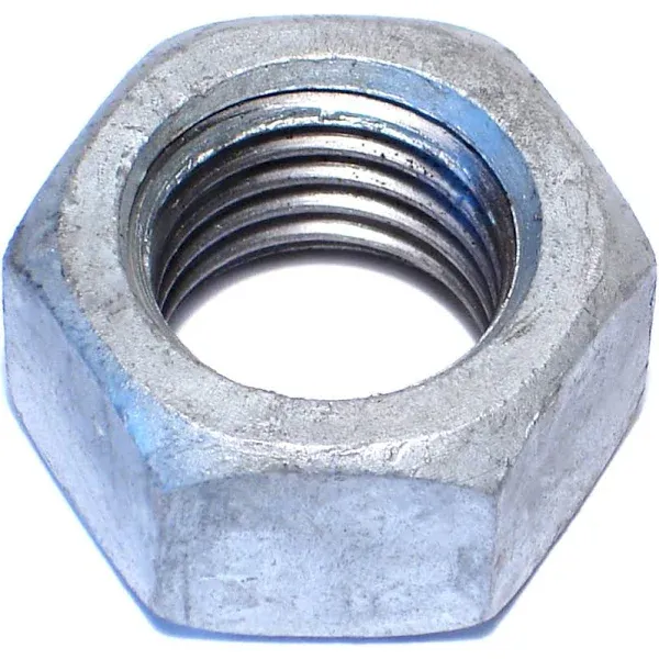 Hex Nut, 1"-8, Steel, Hot Dipped Galvanized, 36 PK