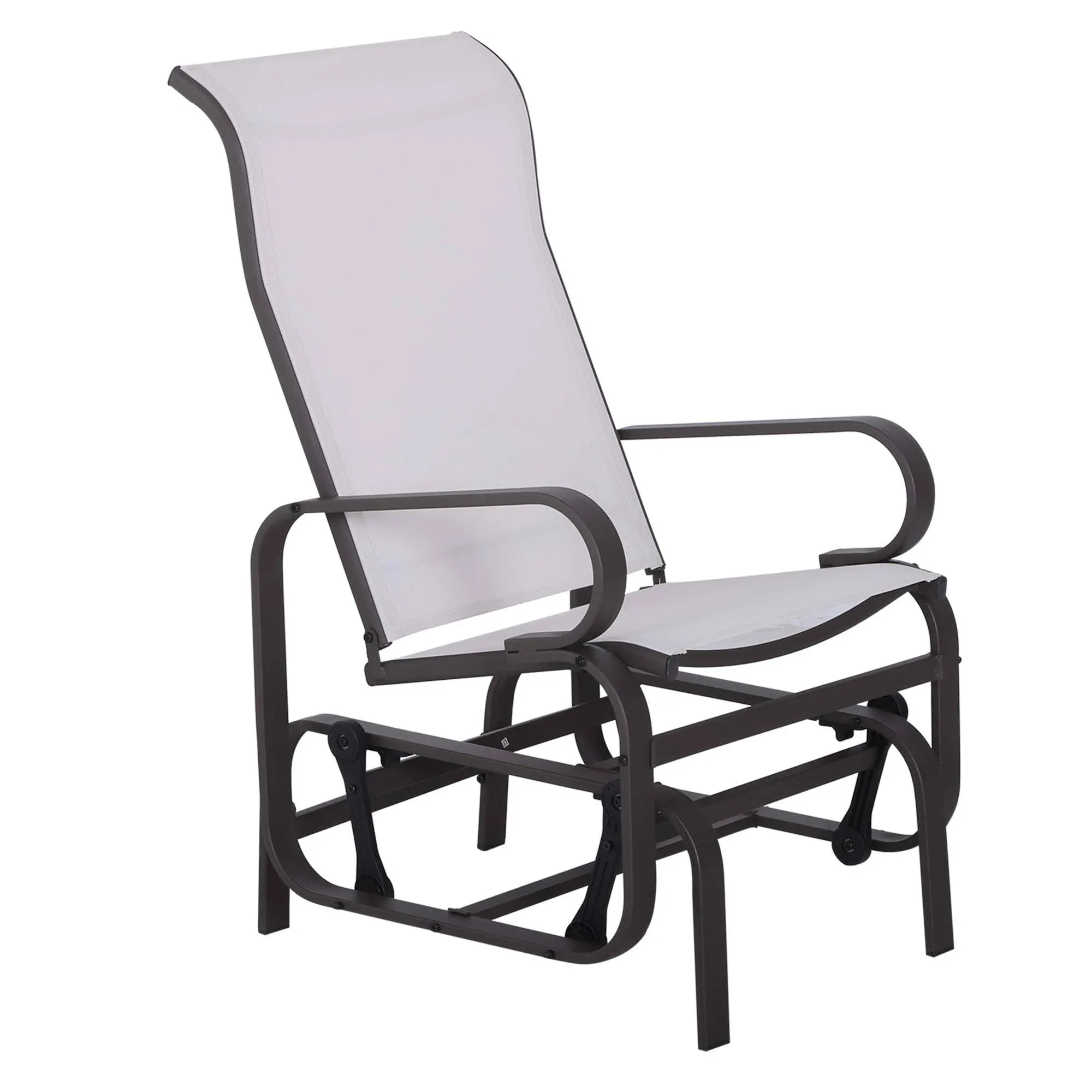 Outsunny Gliding Lounger Chair, Outdoor Swinging Chair with Smooth Rocking Arms and Lightweight Construction for Patio Backyard, White