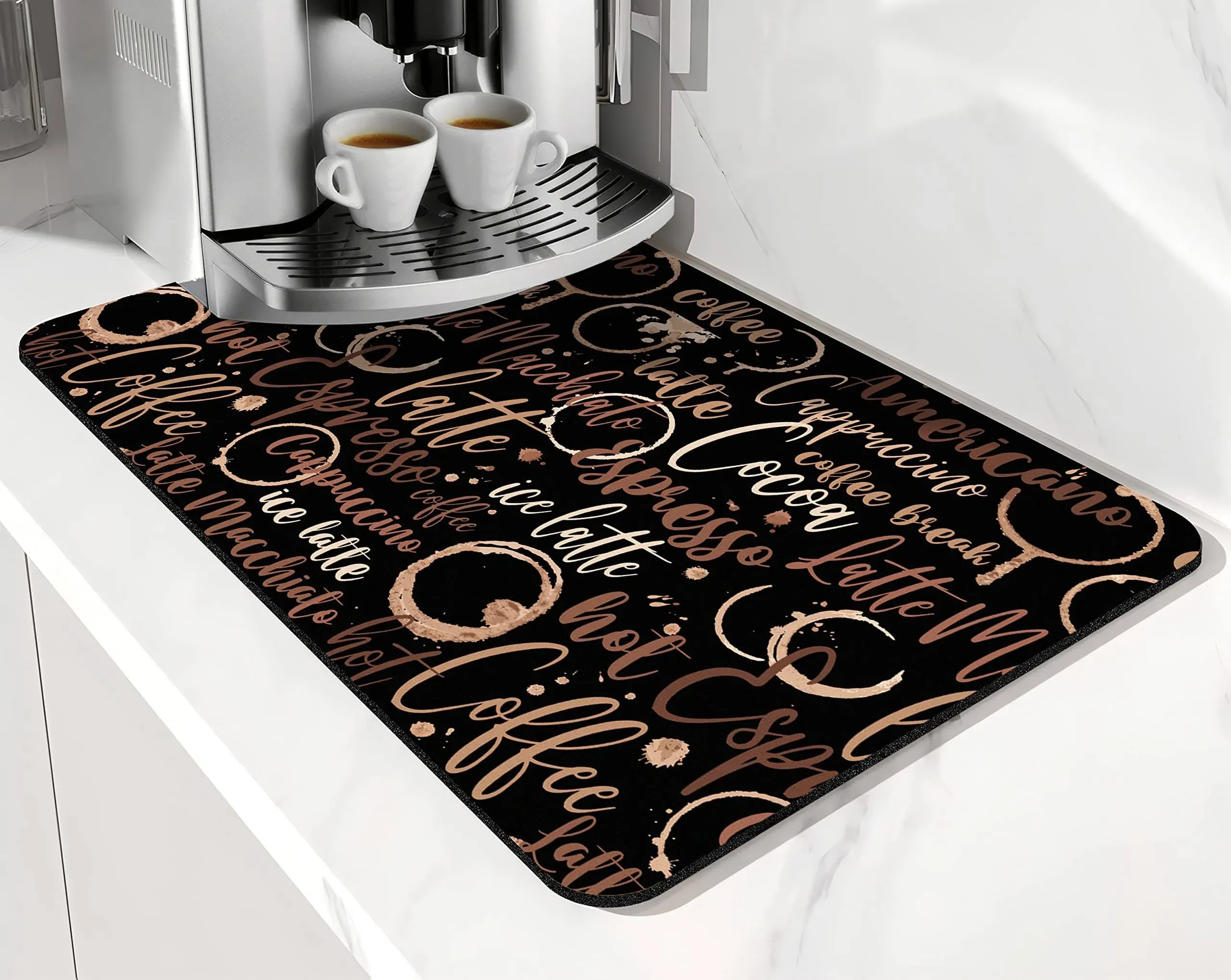 safarsa Coffee Bar Mat Accessories for Countertop Absorbent Hide Stain Rubber ...