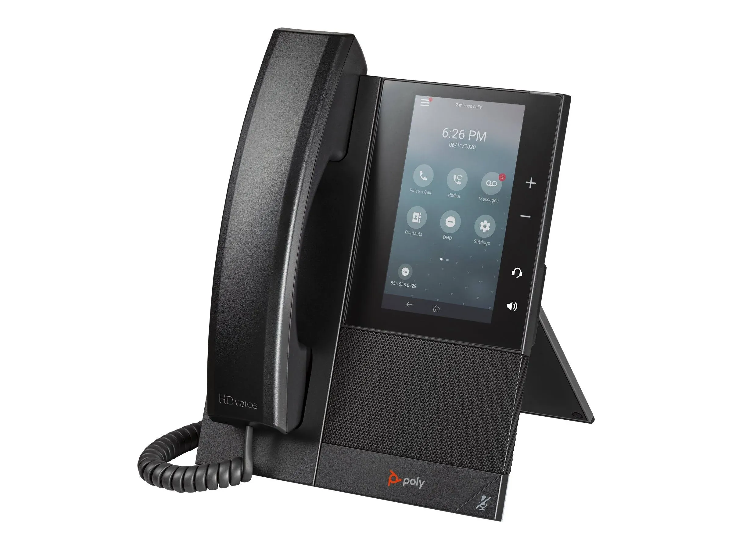 Poly CCX 500 IP Phone with Handset (Polycom) - Open SIP - Acoustic Fence and NoiseBlockAI Technologies - 5' Multi-Touch LCD Display - Integrated Bluetooth and USB Headset Ports - Works w/Zoom & More