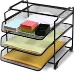 DecoBros Stackable 3 Tier Desk Document Letter Tray Organizer, Black