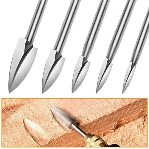 Wood Carving Tools for Rotary Tool, 5 PCS HSS Woodworking Tools Engraving Drill Bit Set Wood Crafts