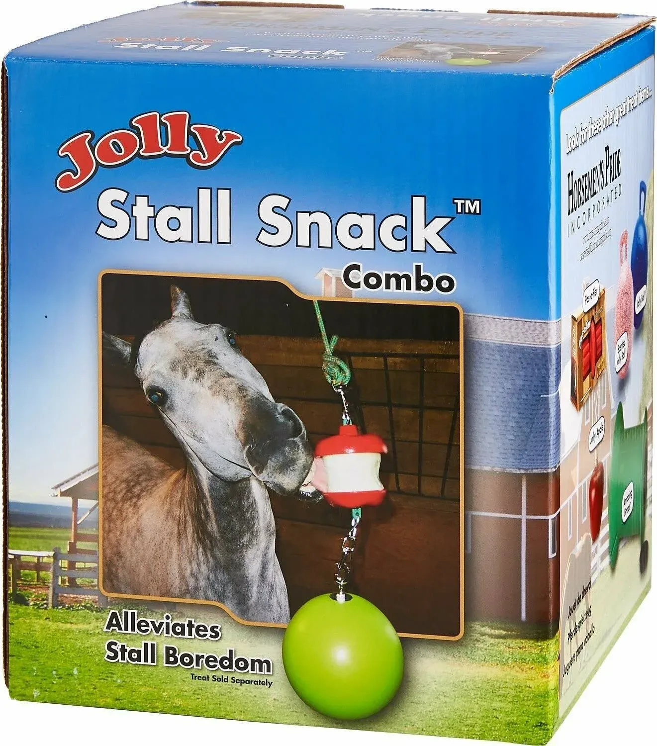 Horsemen's Pride Combo Horse Stall Toy: Apple Scented Jolly Ball and Apple Flavored Snack Holder (SS203)