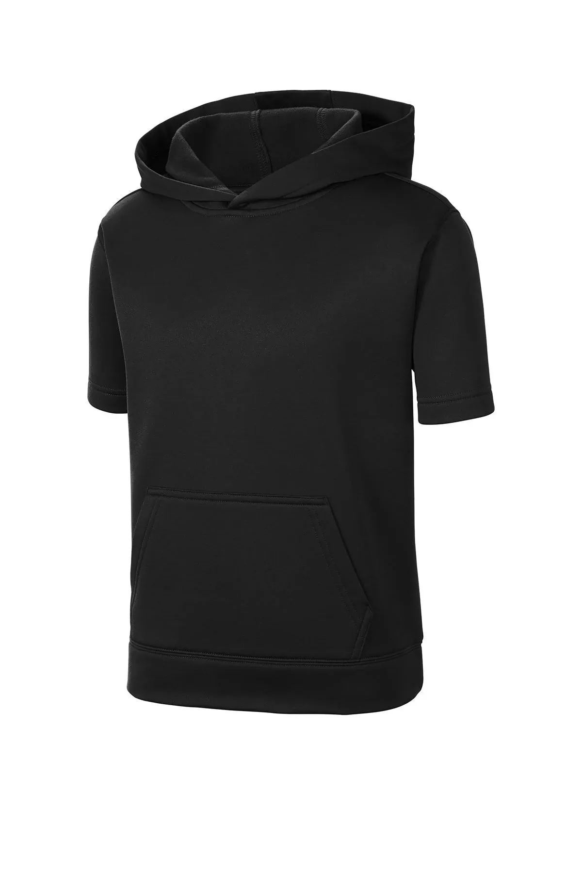 Sport-Tek YST251 Youth Sport-Wick Fleece Short Sleeve Hooded Pullover - Black - L