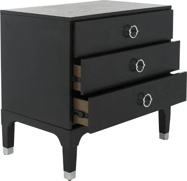 Safavieh Lorna 3 Drawer Contemporary Night Stand - Black