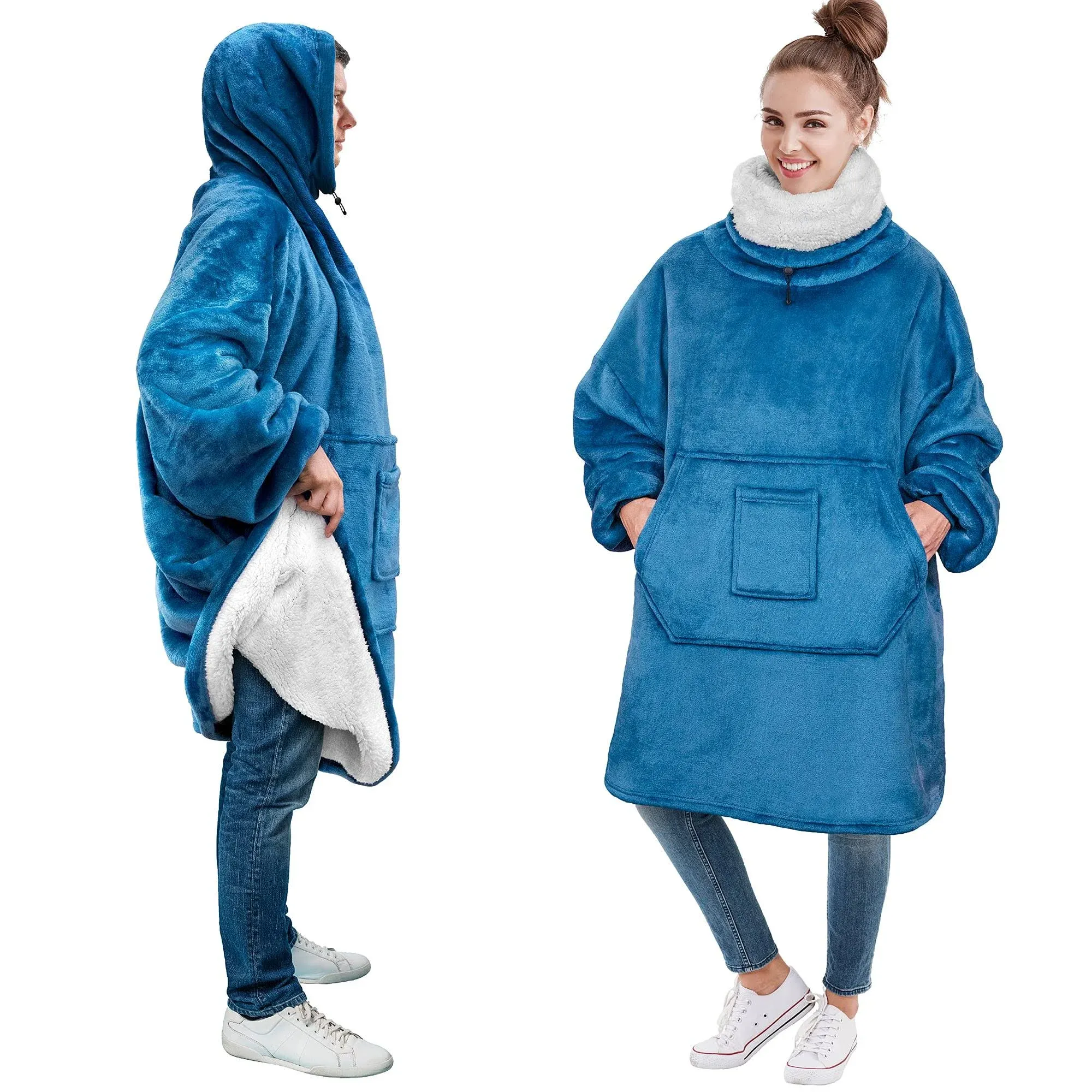 PAVILIA Wearable Blanket Hoodie Women Men, Oversized Sweatshirt Hooded Sweater ...