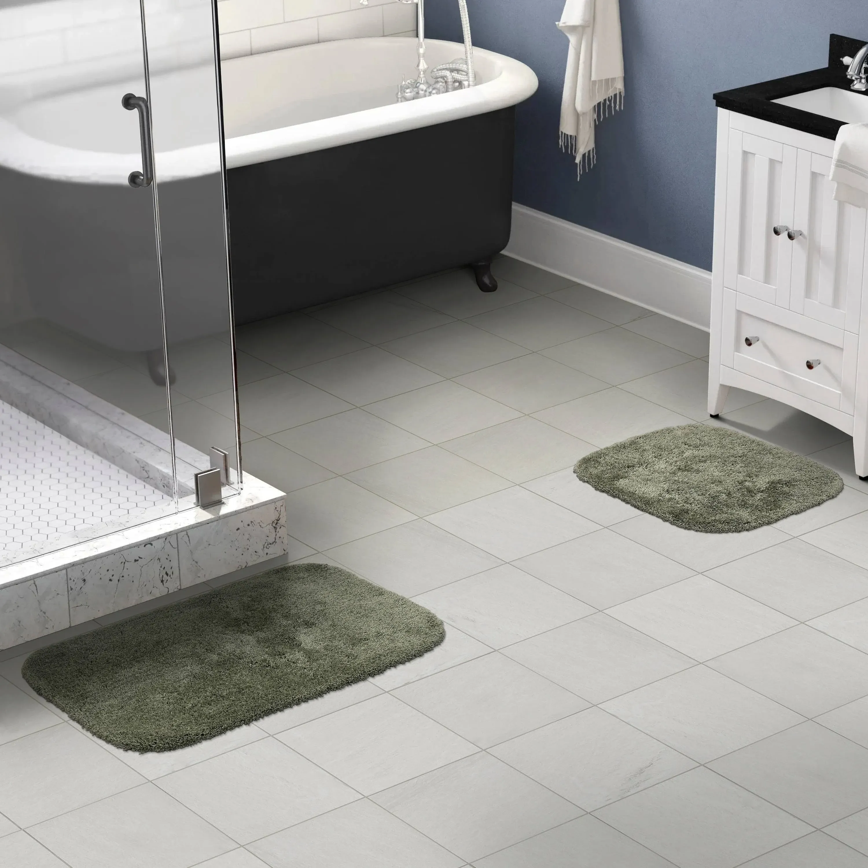 Garland Rug 2-Piece Finest Luxury Ultra Plush Washable Nylon Bathroom Rug Set, Deep Fern