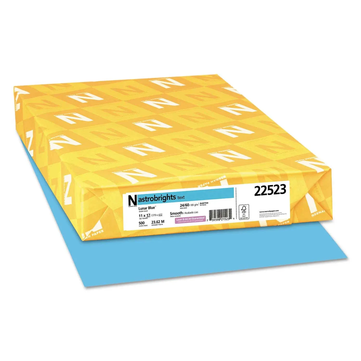 Astrobrights Color Paper, 24lb, 11 x 17, Lunar Blue, 500/Ream