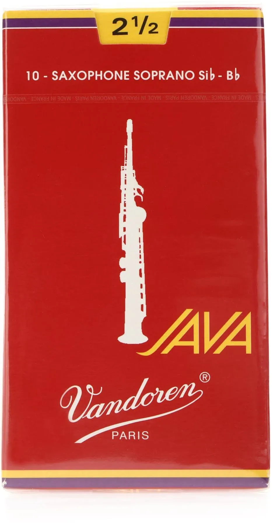 Vandoren Java Red Soprano Saxophone Reeds - Box of 10 - Strength 2.5