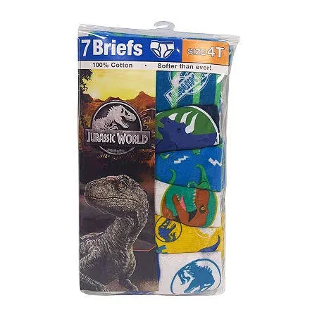 Universal Toddler Boys' 7-Pack Underwear Briefs, Jurassic World, 2/3T, Toddler ...