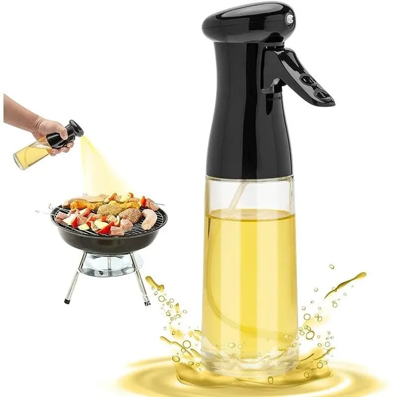 Olive Oil Sprayer for Cooking - 200ml Glass Oil Dispenser Bottle Spray Mister - Refillable Food Grade Oil Vinegar Spritzer Sprayer Bottles for Kitchen, Air Fryer, Salad, Baking