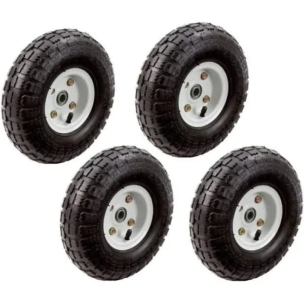 Haul Master 4pc-set of 10 in. Pneumatic Tires On White Wheel