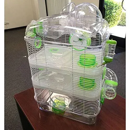 4-Floors Acrylic Clear Hamster Rodent Gerbil Mice Habitat With Top Running Ball 