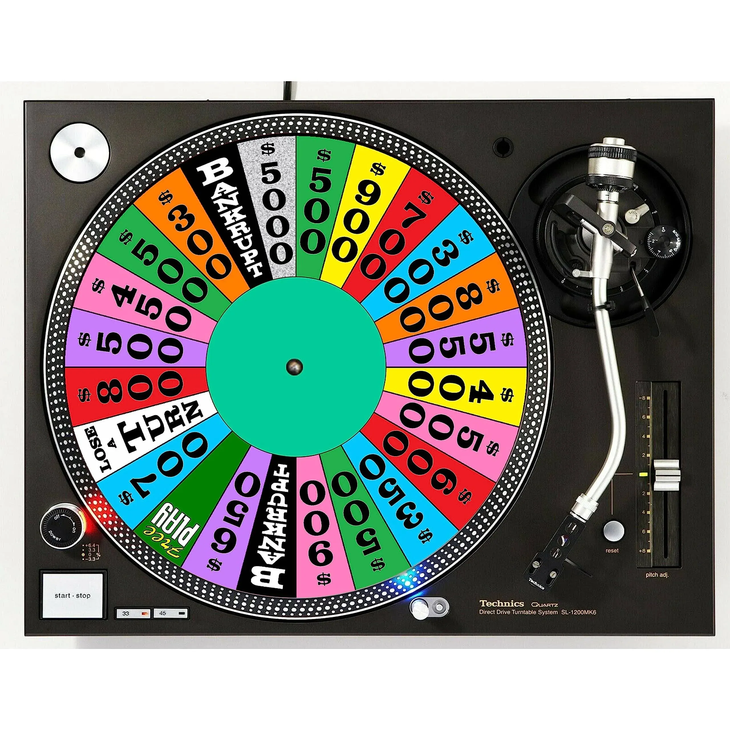 DJ Game Show #1 Fortune Wheel 12&quot; inch Slip Mat Turntable Slipmat DJ Platter Pad x1