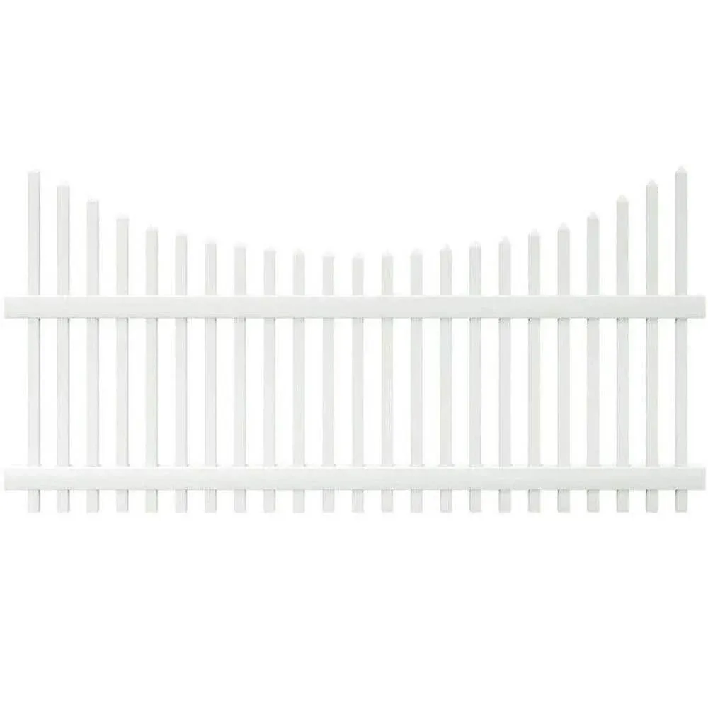 Outdoor Essentials Chatham 4 ft. x 8 ft. White Vinyl Scalloped Spaced Picket ...