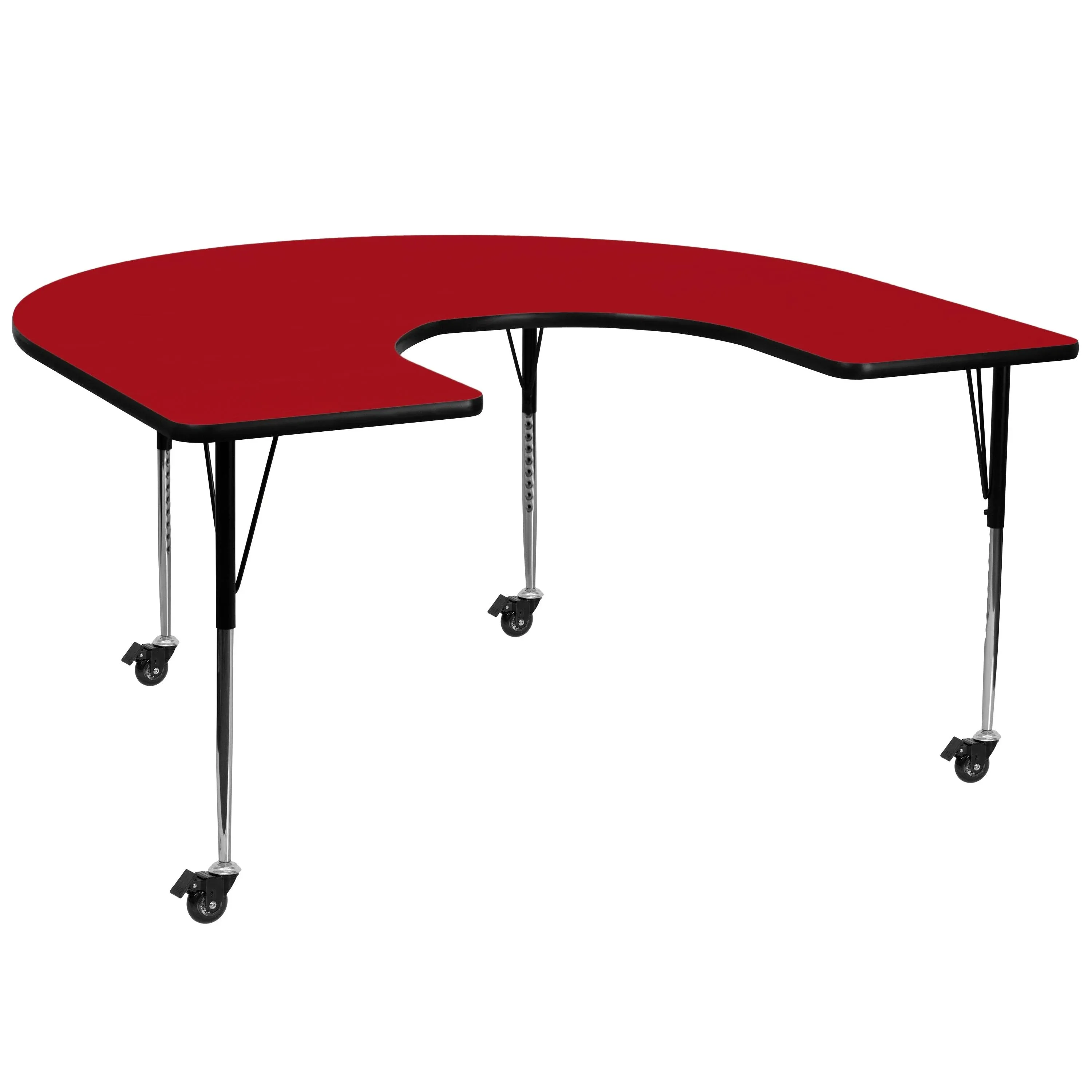 Flash Furniture Mobile 60''W x 66''L Horseshoe Red Thermal Laminate Activity ...