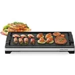 Electric Grill and Griddle, 20.28 x 9.84 in. Premium Nonstick Cooking Surface with 5 Heat Levels. Dishwasher Safe, Black