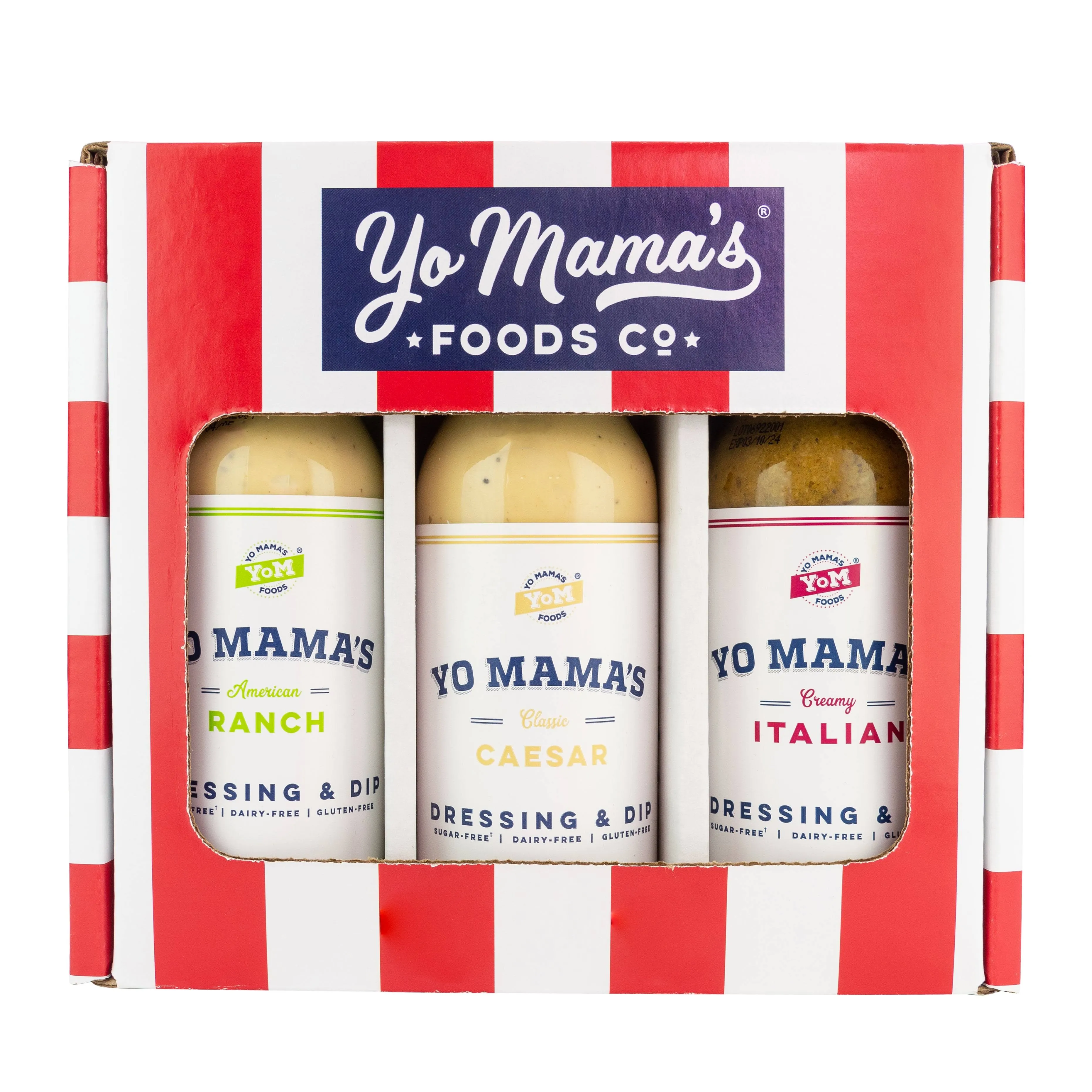 Yo Mama’s Foods Low-Carb Dressings Gift Set | Includes (1) Ranch, (1) Caesar, (1) Italian | Sugar-Free | Dairy-Free | Gluten-Free and made from Fresh Ingredients