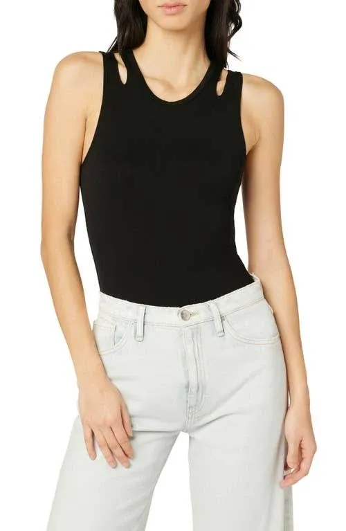 Hudson Jeans Women's Cut Out Tank Bodysuit - Black - Size Large