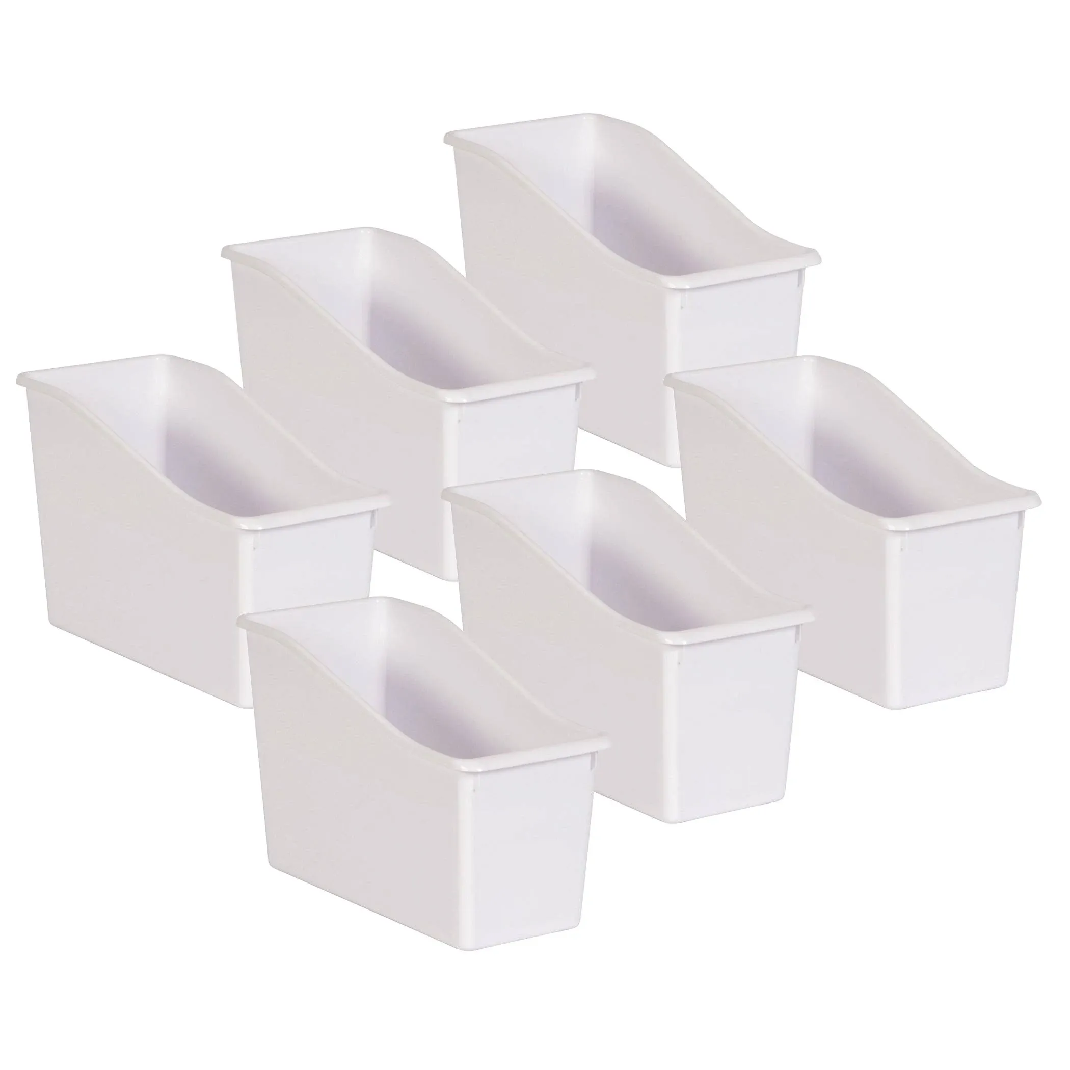 Teacher Created Resources Plastic Book Bin, White - Pack of 6