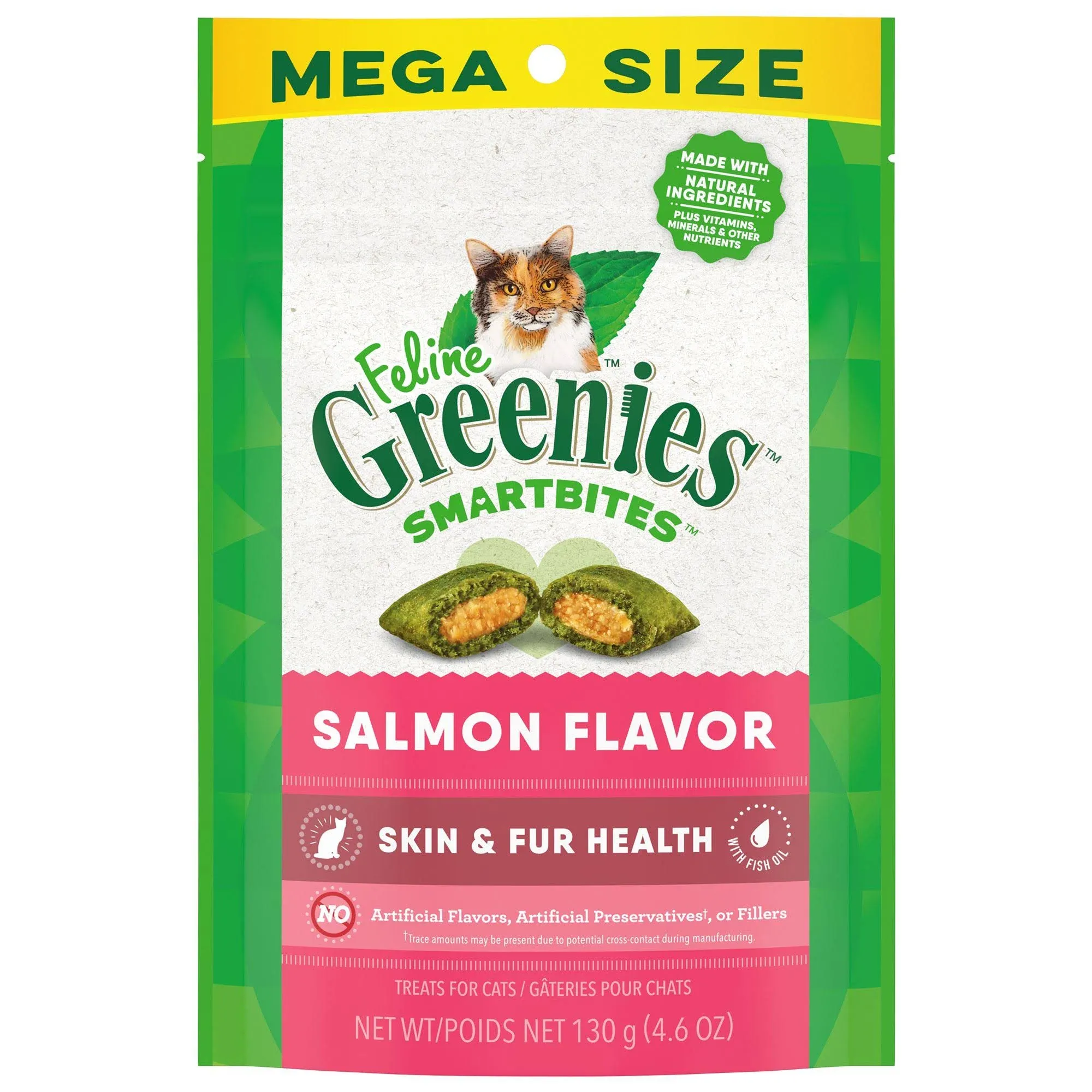 Greenies Feline SmartBites Skin &amp; Fur Crunchy &amp; Soft Adult Cat Treats Chicken, 1