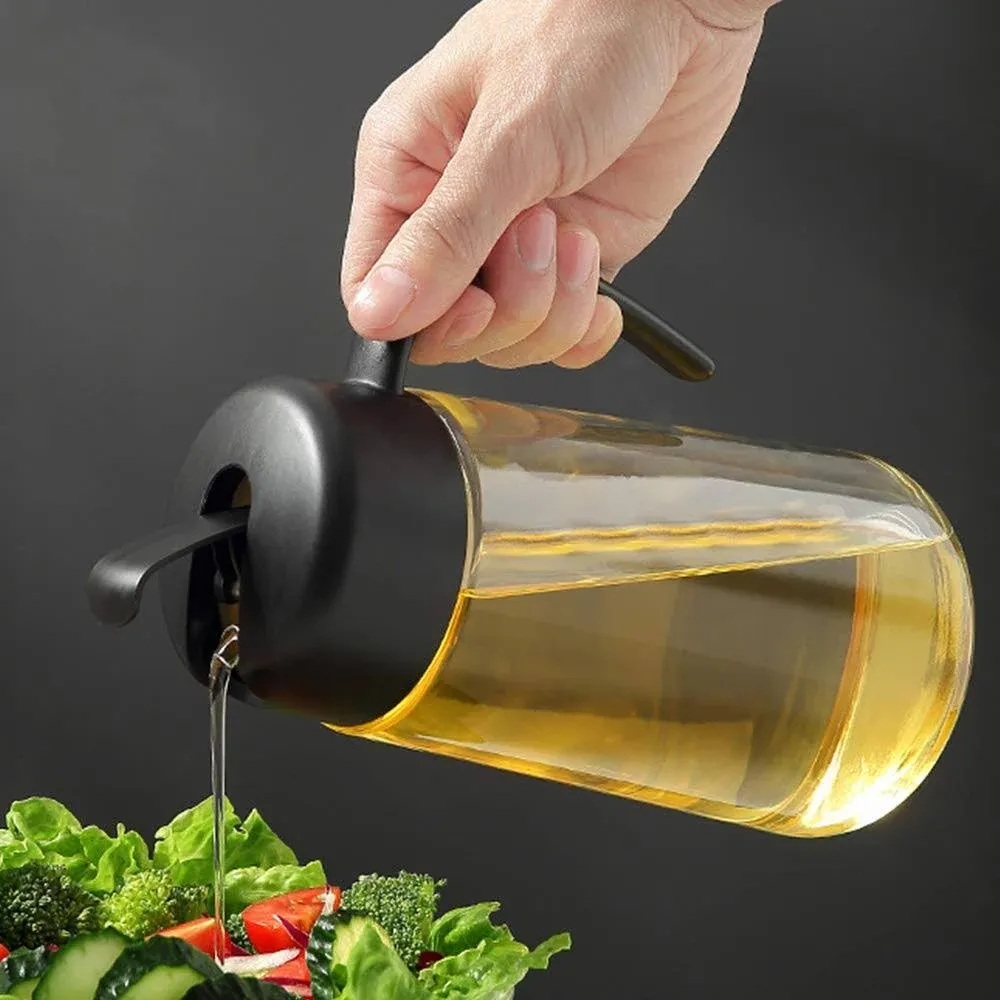 Olive Oil Dispenser Bottle, Leakproof Glass Oil Container with Non-Slip 34oz