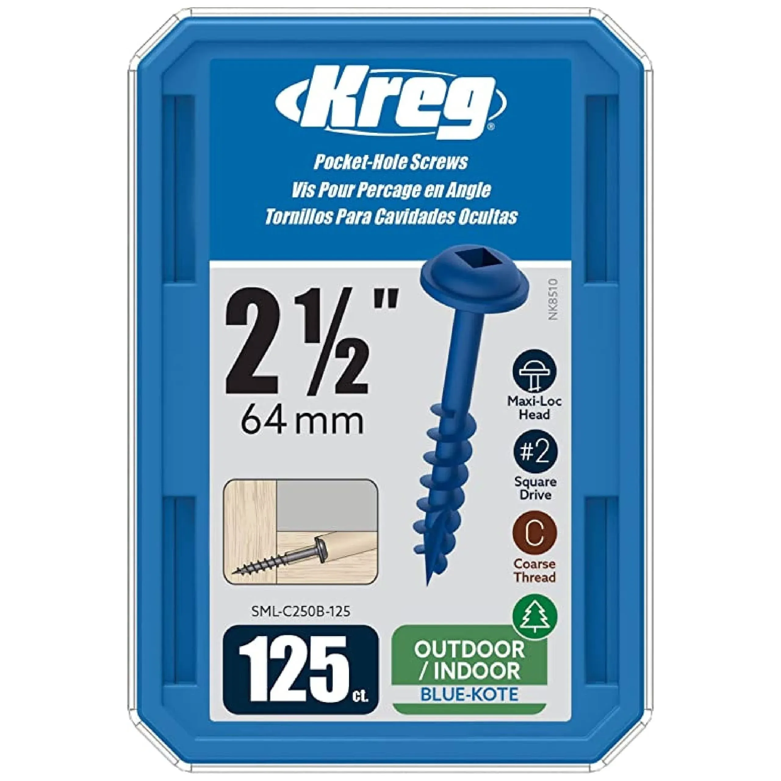 Kreg SML-C250B-125 Blue-Kote Pocket-Hole Screws