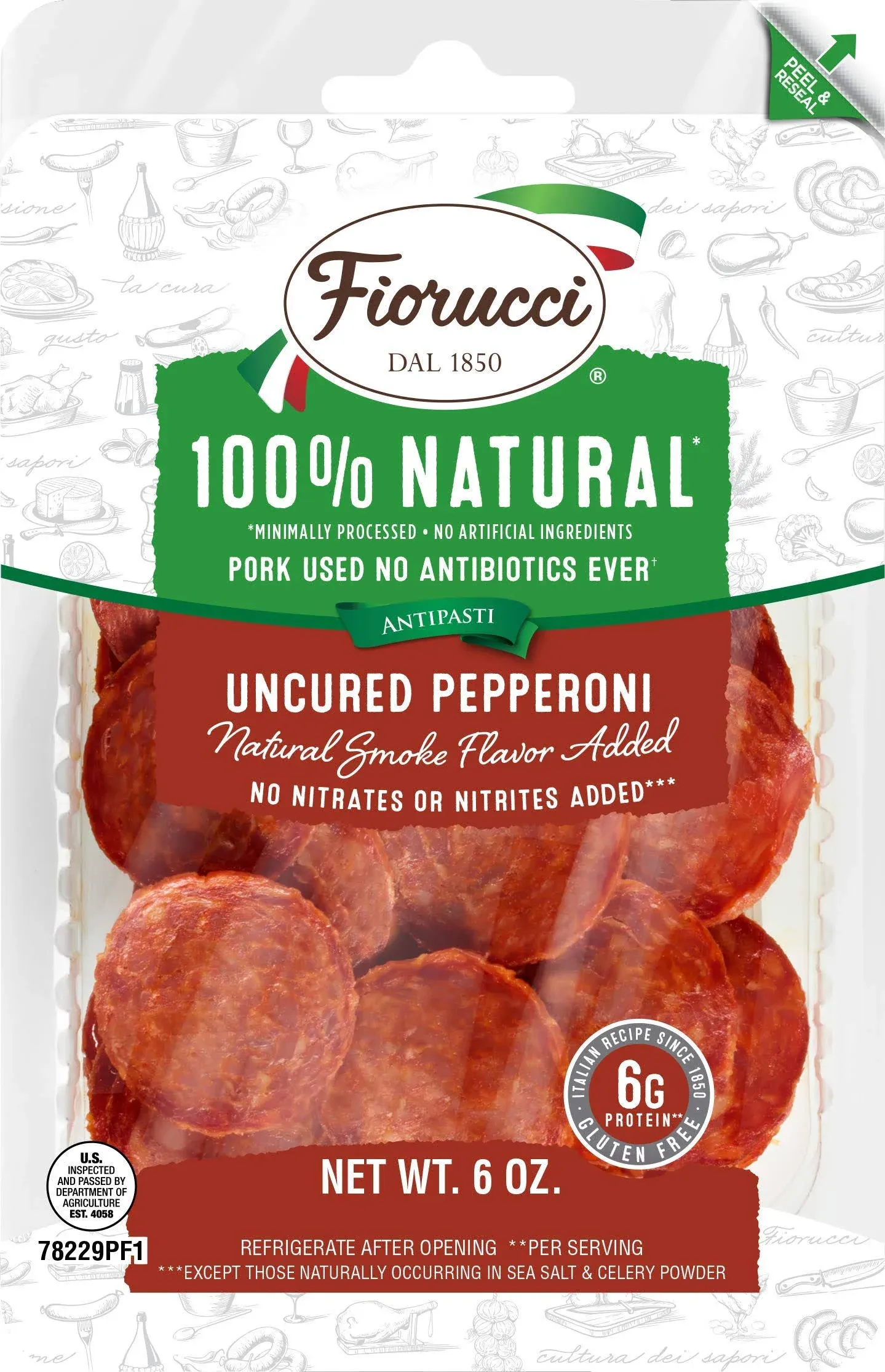 Fiorucci 100% Natural Uncured Pepperoni 6 oz