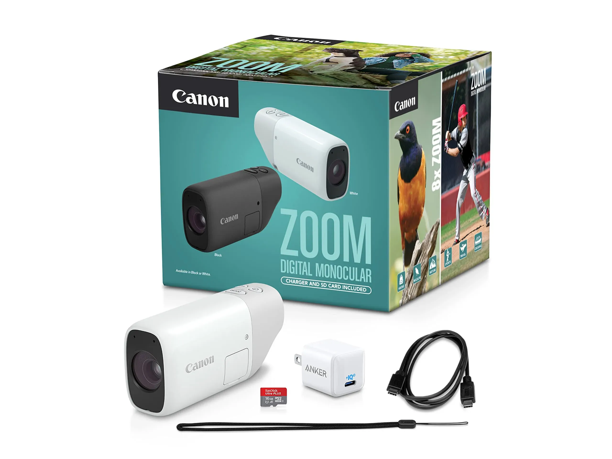 Canon Zoom Digital Monocular Kit with USB-C Charger, microSD Card, PowerShot Zoom, 400mm Optical, 800mm Digital Zoom, Bird Watching, Wildlife, Sports Watching, Traveling, Hiking