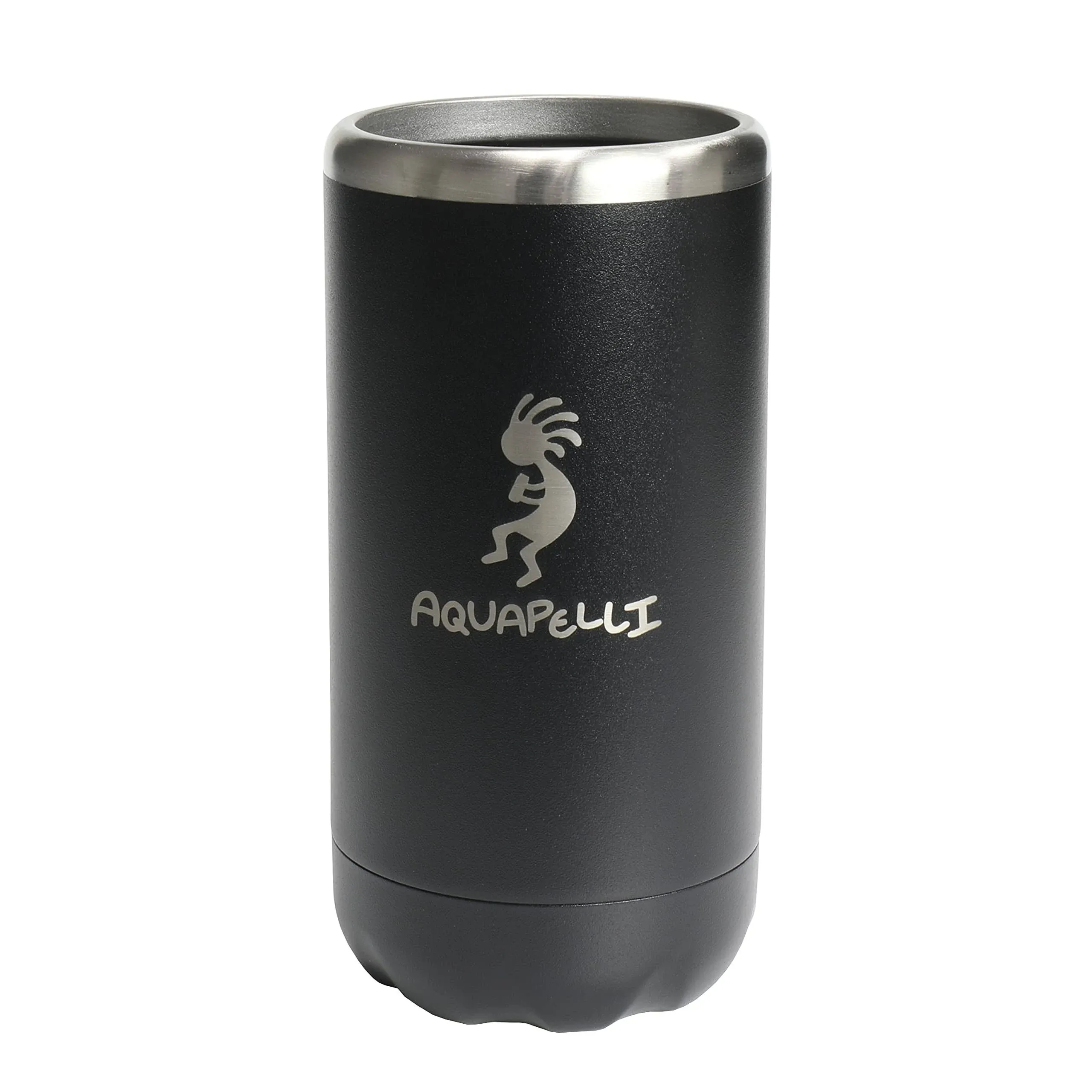 Aquapelli Vacuum Insulated Can Cooler, Slim, Midnight Black