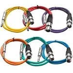 Seismic Audio SATRXL-F3BGORYP 3-Feet XLR Female to 1/4-Inch TRS Patch Cables - Multiple Colors