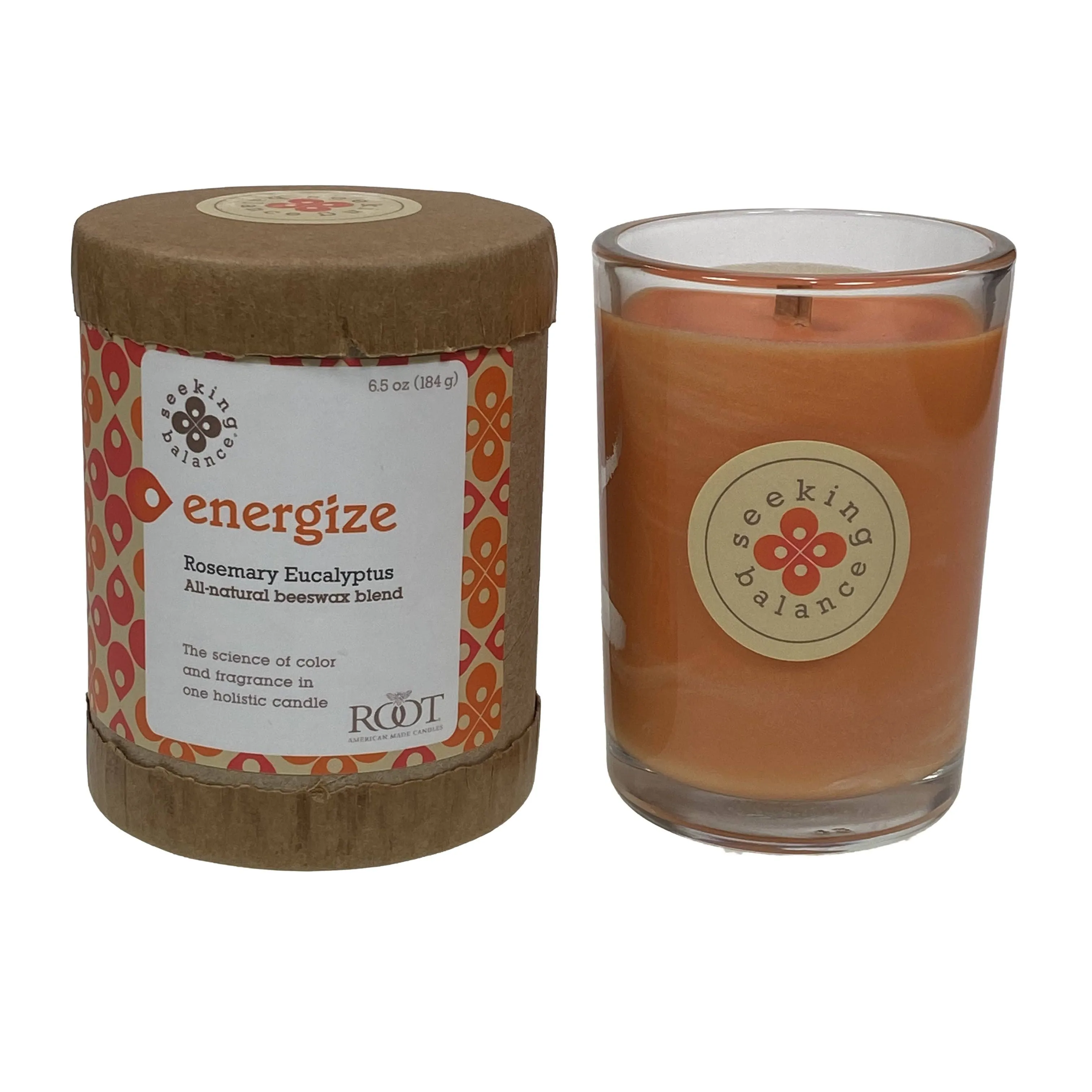 Root Candles Scented Spa Candles Seeking Balance® Handcrafted Wood Wick Aromatherapy Candle, 6.5-Ounce, Energize: Rosemary Eucalyptus