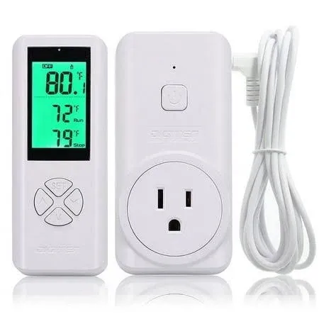 DIGITEN WTC200 Wireless Temperature Controller Thermostat Outlet Remote Control Thermometer with 2m/6ft NTC Temp Sensor Probe Heating Cooling Mode for