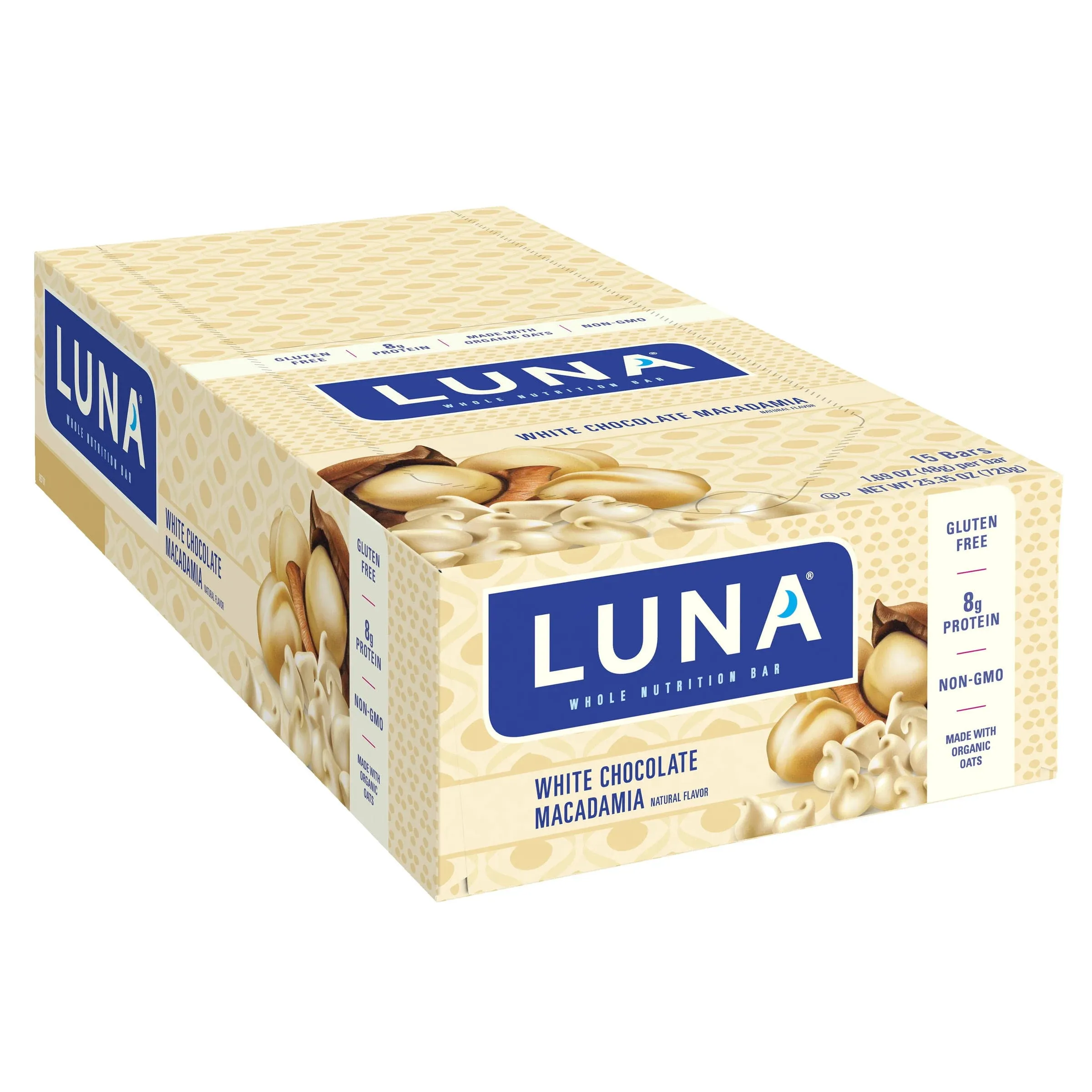 Luna Whole Nutrition Bar, White Chocolate Macadamia - 15 pack, 1.69 oz bars