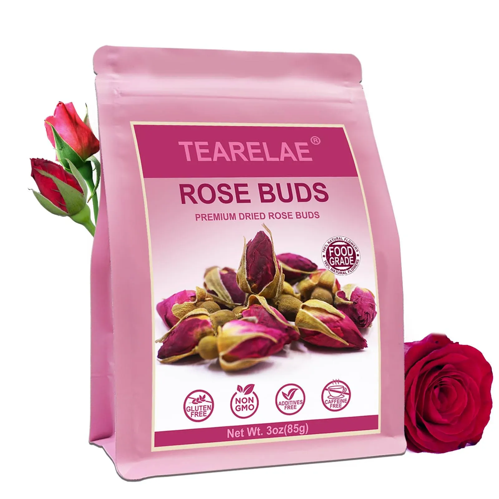 - Premium Dried Rose Buds - 100% Natural Dried Roses Edible Flowers 3oz/85g -...