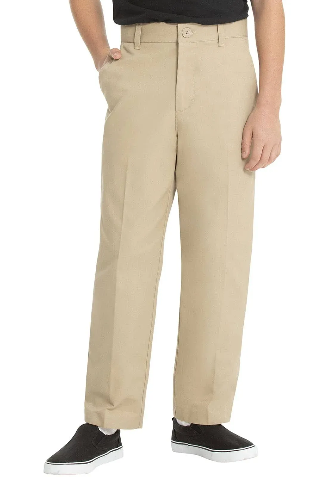 Real School Uniforms Boys Husky Flat Front Pant - Khaki (10H)