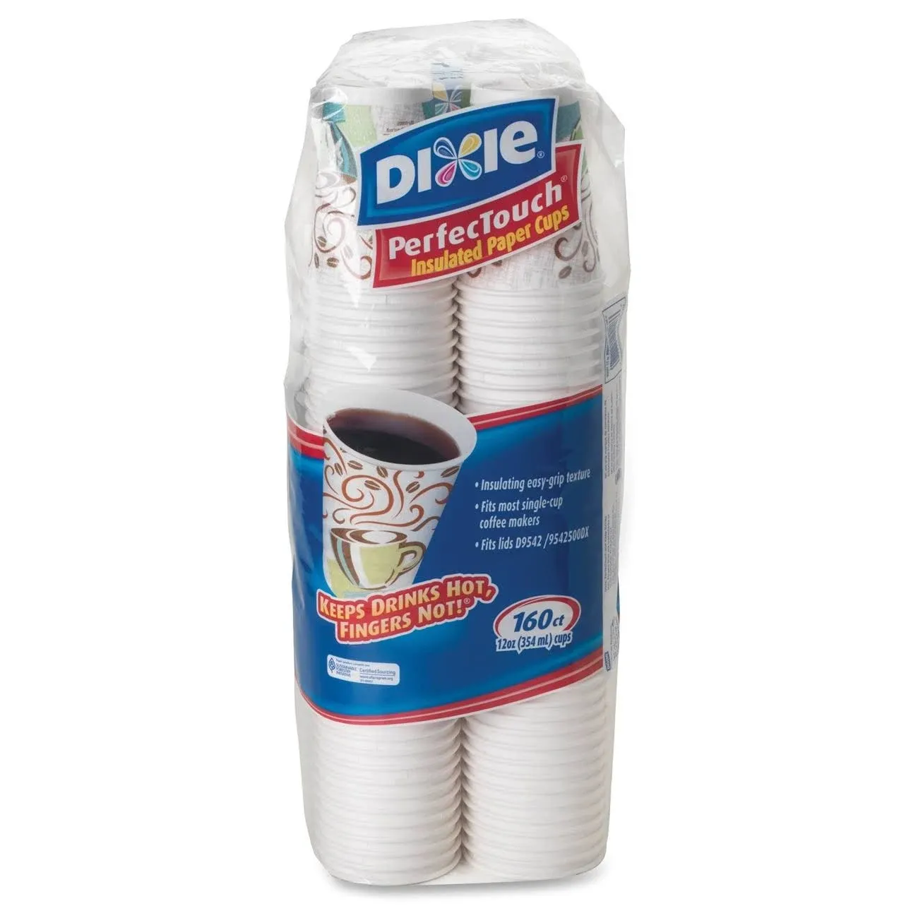 Dixie PerfecTouch Paper Hot Cups, 12 oz, Coffee Haze, 160-Pack