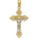 14k Two-tone Gold Two-tone Gold Medium Lacy-Edge Inri Crucifix Pendant