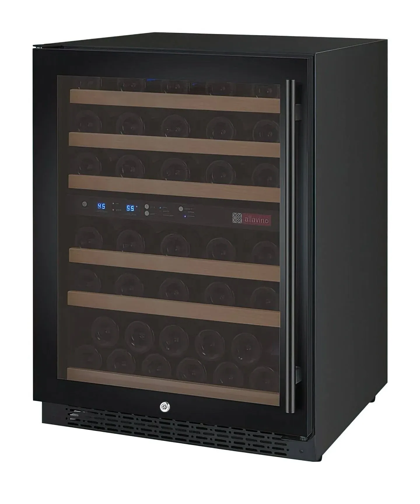 Allavino 24" Wide FlexCount II Tru-Vino 56 Bottle Dual Zone Black Left Hinge Wine ...