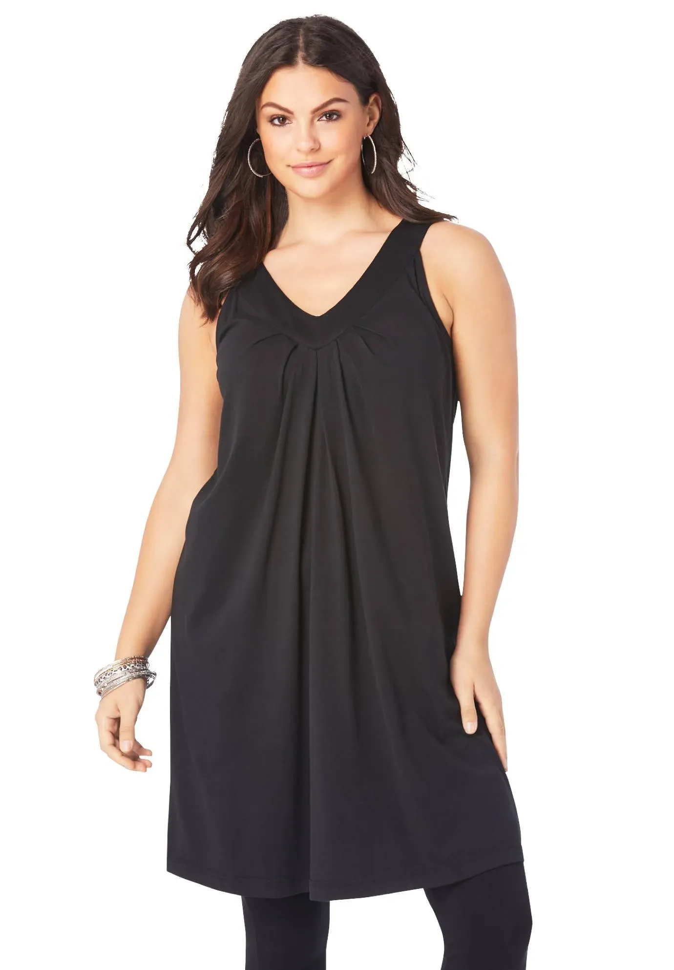 Roaman's Women's Plus Size Swing Ultimate Tunic Tank - 1X, Black