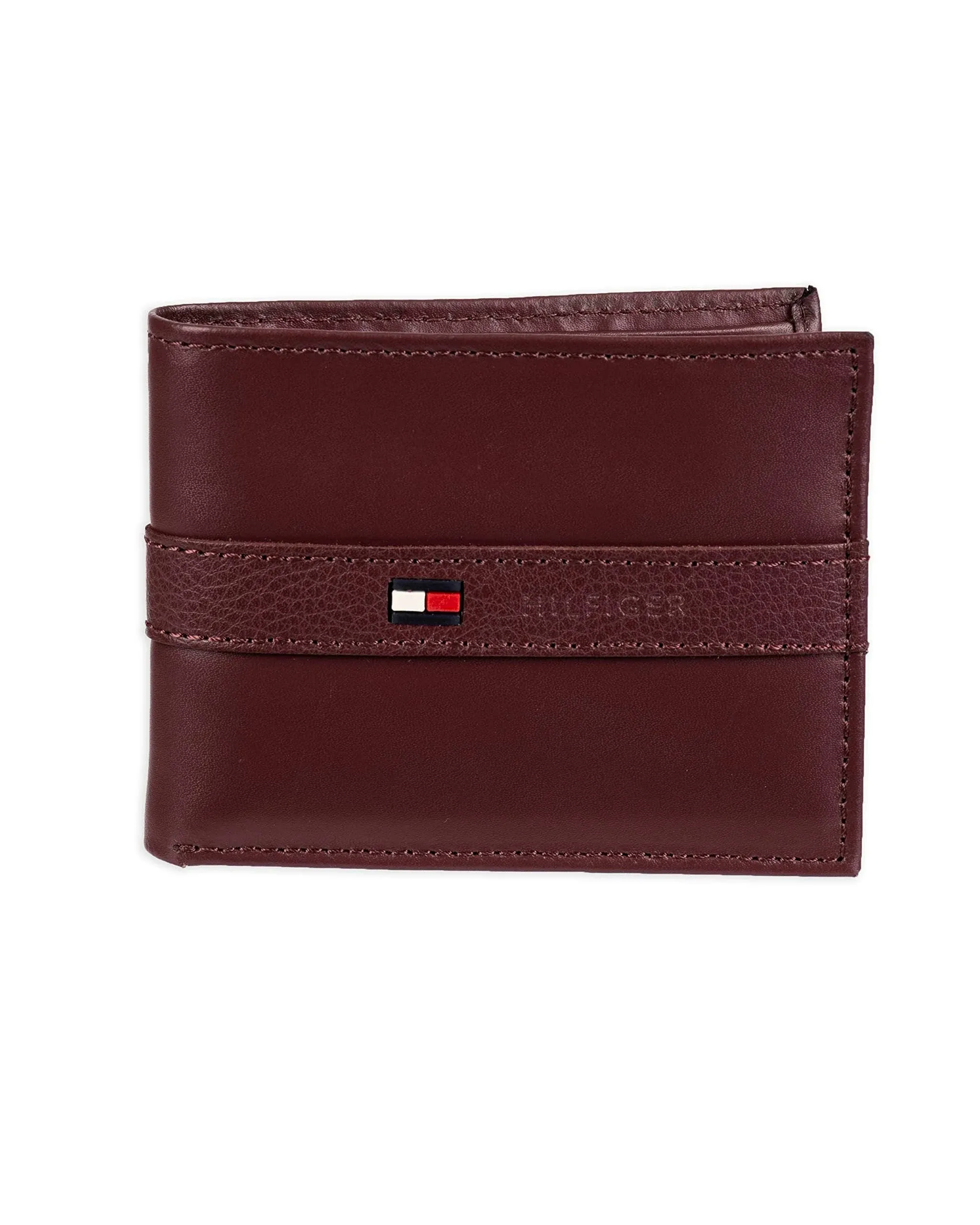 Tommy Hilfiger Ranger Men's Passcase Wallet Burgundy Leather