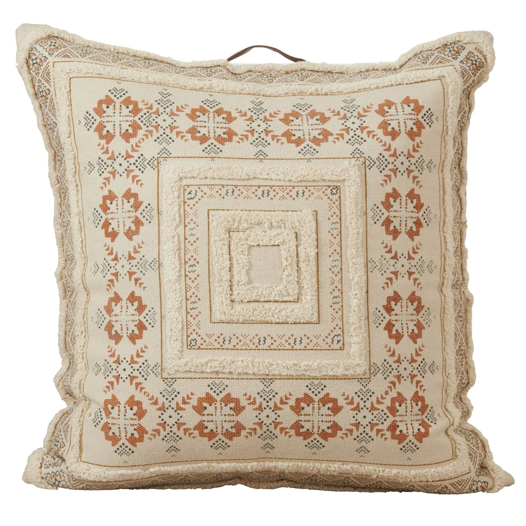 Printed and Tufted Poly Filled Floor Pillow - Saro Lifestyle 195.N30SP