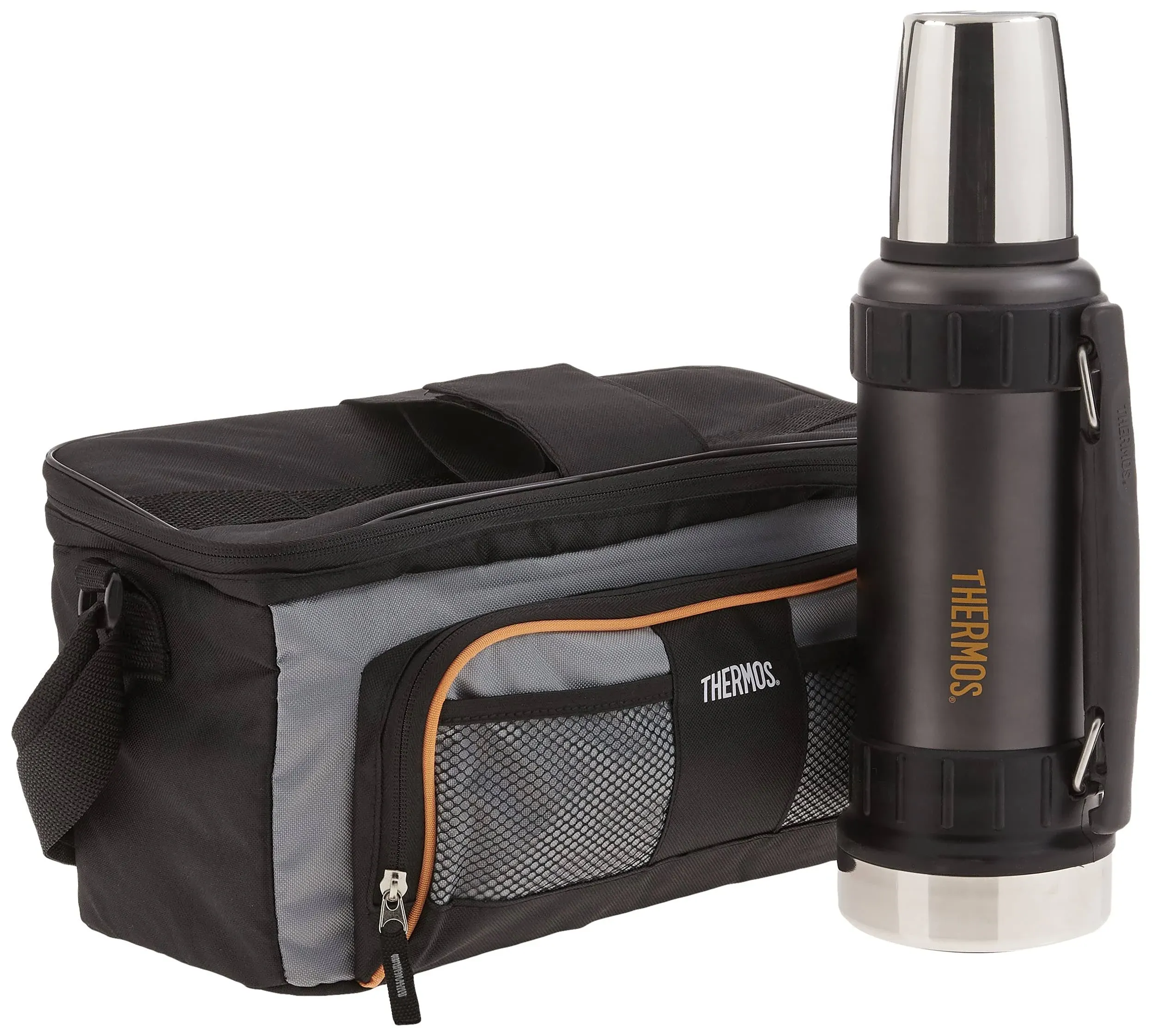 Thermos Lunch Lugger Cooler and Beverage Bottle Combination Set (Gray)