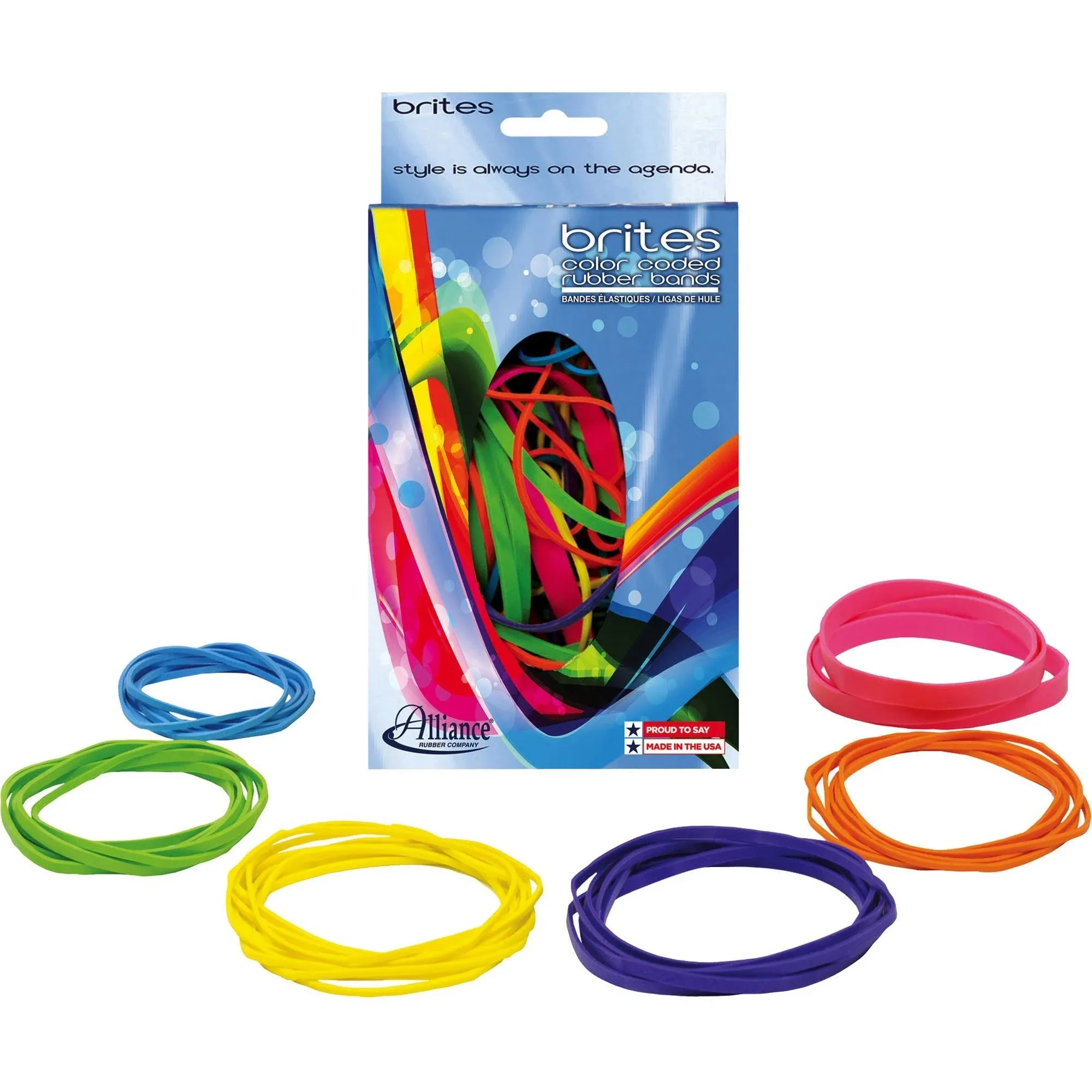 Brites Pic-Pac Rubber Bands, Size 54 (Assorted), 0.04" Gauge, Assorted Colors, 1.5 oz Box, Band-Count Varies