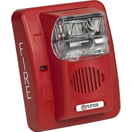 Potter HS-24WR Wall Selectable Horn/Strobe, Red